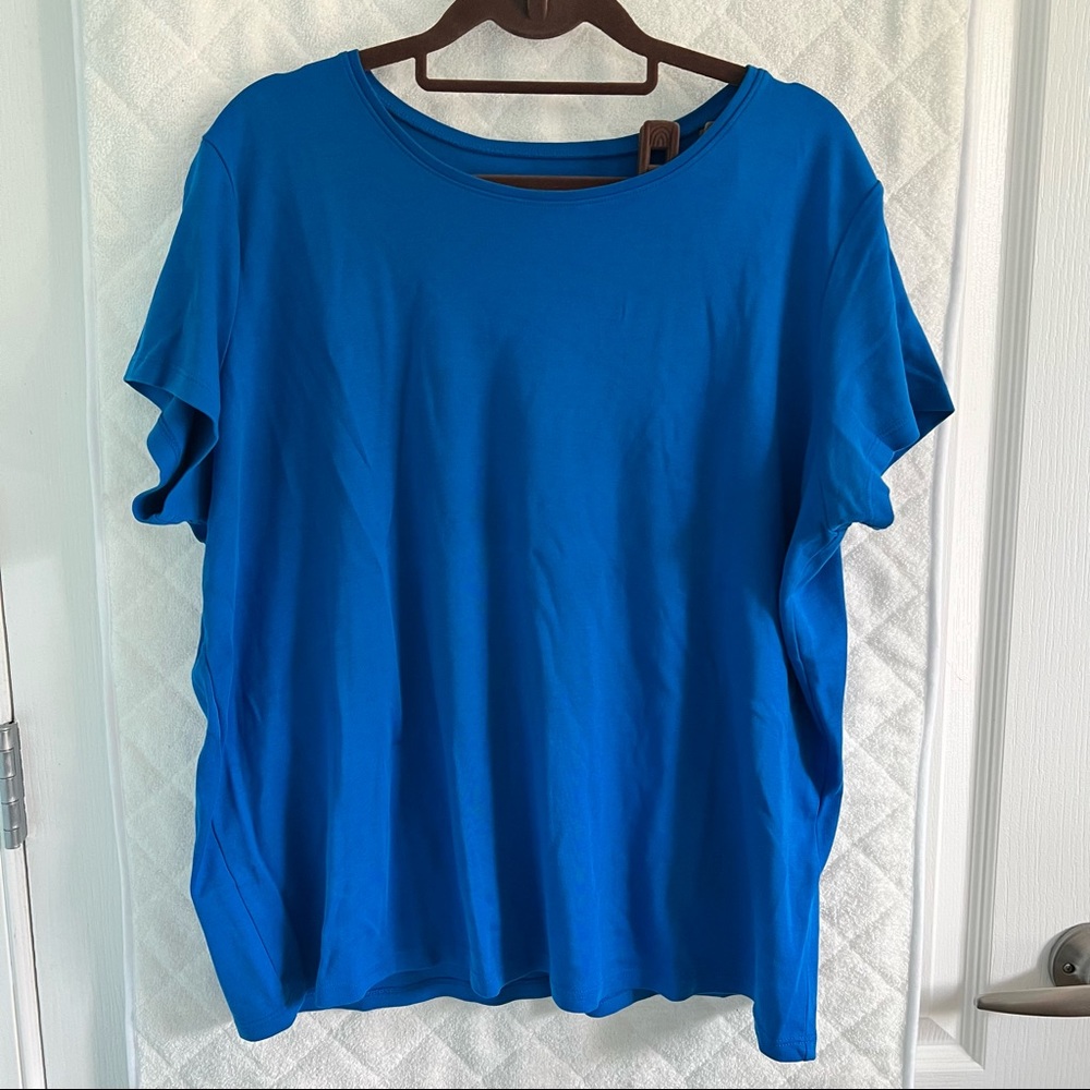 Eileen Fisher Crewneck Royal Blue short sleeve shirt XL